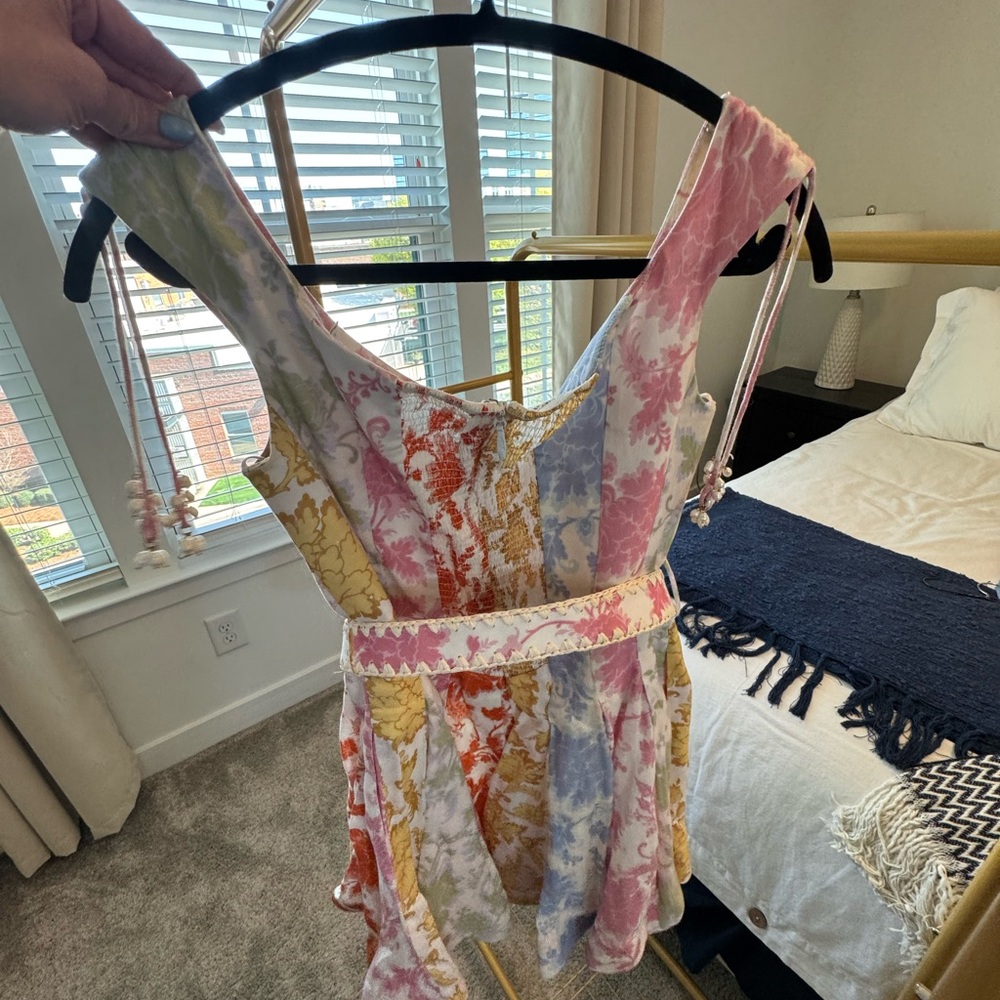 Zimmermann Pink and Green Floral Off-Shoulder Dress - Picture 3 of 4